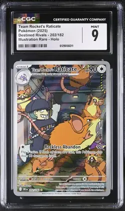 Team Rocket's Raticate *CGC 9* Illustration Rare *Destined Rivals* #202 *Pokemon - Image 1