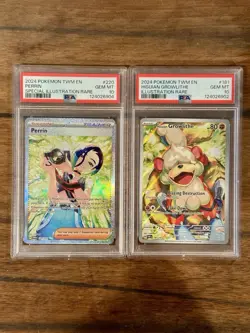 Perrin 220 & Hisuian Growlithe 181 PSA 10 SET Pokemon TWM EN 2024 - Image 1
