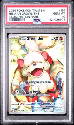 Perrin 220 & Hisuian Growlithe 181 PSA 10 SET Pokemon TWM EN 2024 - Image 4