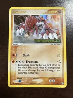 Groudon 14/106 Reverse Holo Pokemon TCG EX Emerald DMG - Image 1