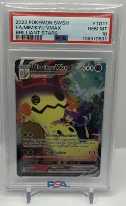 2022 Pokemon SWSH FA/Mimikyu VMAX Brilliant Stars #TG17 Gem MT PSA 10 - Image 1