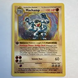 Machamp 8/102 Base Set Holo Rare 1st edition Shadowless Pokemon Card Vintage - Image 1
