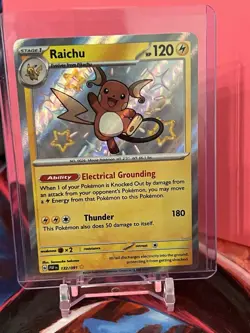 Pokemon TCG Raichu Card Paldean Fates 132/091 Shiny Rare NM Condition - Image 1