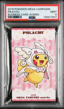 2016 POKEMON JPN STRONG CUTE PIKACHU MEGA CAMPAIGN BUSINESS CARDS PIKACHU PSA 9 - Image 1