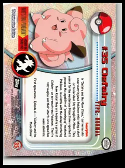 Pokemon Topps Series 1 #35 Clefairy - Holo Foil - Black Logo - Image 2