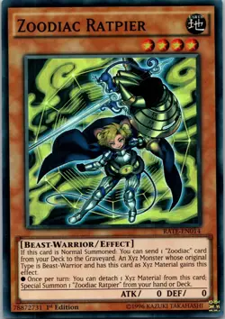 Yugioh Zoodiac Ratpier RATE-EN014 1st Edition Super Rare NM - Image 1