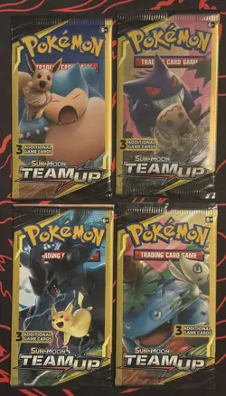 *SEALED* Pokemon Sun & Moon Team Up 4-Booster Packs (3 Cards Per Pack) - Image 1
