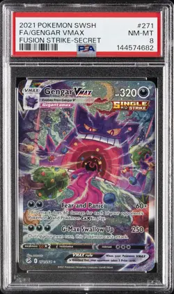 2021 POKEMON SWORD & SHIELD FUSION STRIKE SECRET #271 FULL ART/GENGAR VMAX PSA 8 - Image 1