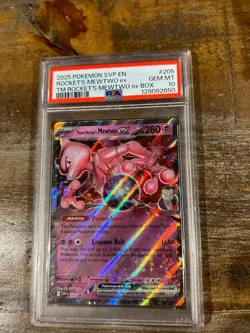 POKEMON 2025 Team Rocket Box Promo ROCKET'S MEWTWO EX #205 PSA 10 Gem Mint 3 - Image 1