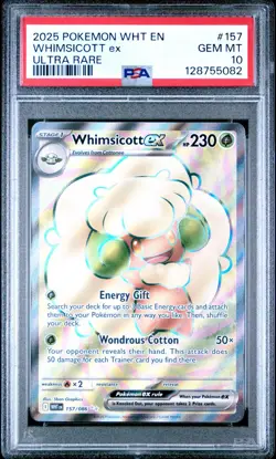2025 POKEMON WHT EN-WHITE FLARE #157/086 WHIMSICOTT ex ULTRA RARE UR PSA 10 - Image 1