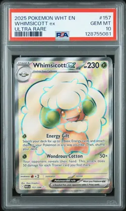 2025 POKEMON WHT EN-WHITE FLARE #157/086 WHIMSICOTT ex ULTRA RARE UR PSA 10 - Image 3