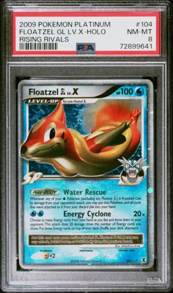 2009 POKEMON PLATINUM RISING RIVALS FLOATZEL GL LV.X #104 PSA 8 - Image 1