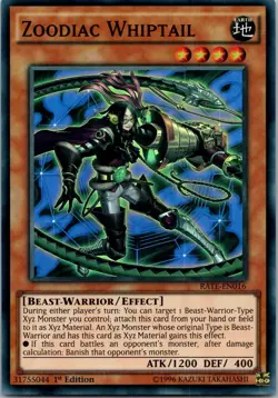Yugioh Zoodiac Whiptail RATE-EN016 1st Edition Super Rare NM - Image 1