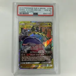 POKEMON SUN & MOON COSMIC ECLIPSE #158 NAGANADEL & GUZZLORD GX PSA 10 - Image 1