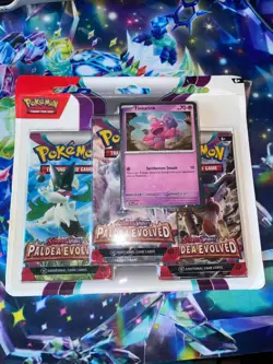 Pokemon SCARLET AND VIOLET - PALDEA EVOLVED 3 PACK BLISTER WITH TINKATINK PROMO* - Image 1