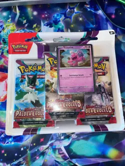 Pokemon SCARLET AND VIOLET - PALDEA EVOLVED 3 PACK BLISTER WITH TINKATINK PROMO* - Image 2