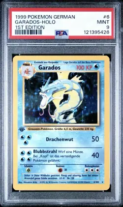 1999 Pokemon GERMAN 1st Edition Base Set Garados-Gyarados Holo 6/102 PSA 9 MINT - Image 1