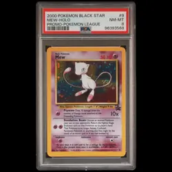 2000 POKEMON PROMO BLACK STAR POKEMON LEAGUE #9 MEW-HOLO PSA 8 (Tail Swirl) - Image 1