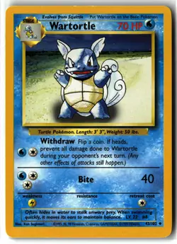Wartortle ⭐ 42/102 Uncommon Base Set 1999 Pokemon NM/LP - Image 1