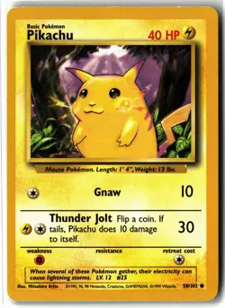 Pikachu ⭐ 58/102 Vintage Base Set Unlimited 1999 Pokemon NM/LP - Image 1