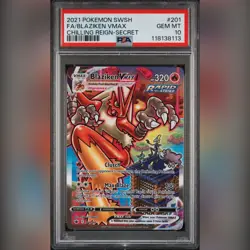 PSA 10 Blaziken VMAX 201/198 Alternate Art 2021 SWSH Chilling Reign Pokemon Card - Image 1