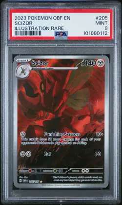 2023 POKEMON OBF EN-OBSIDIAN FLAMES ILLUSTRATION RARE #205 SCIZOR PSA 9 - Image 1