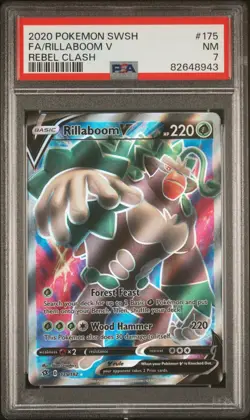PSA 7 NM Rillaboom V 175/192 Rebel Clash Full Art Ultra Rare Holo Pokemon 2020 - Image 1