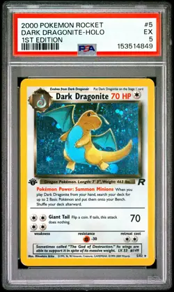 Dark Dragonite HOLO 2000 Pokemon Rocket 1st Ed #5 PSA 5 EX - Image 1