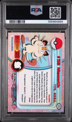 2000 TOPPS CHROME POKEMON - MEOWTH #52 PSA 8 NM-MT (New Certification) - Image 2