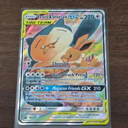 Pokemon TCG Eevee & Snorlax GX Tag Team SM169 Black Star Promo Sun & Moon - Image 1