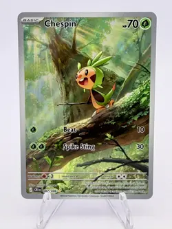 2023 Pokemon 151 Chespin 087/086 Illustration Rare IR Holo Full Art NM - Image 1