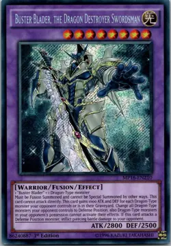 Yugioh Buster Blader, the Dragon Destroyer Swordsman MP16-EN210 1st Ed Secret NM - Image 1