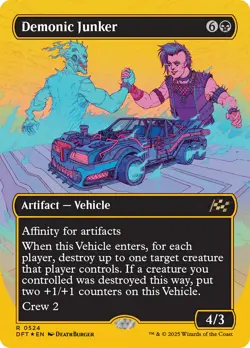 Demonic Junker (Borderless) (First-Place Foil) [Aetherdrift] Foil Near Mint - Image 1