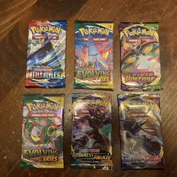 NEW Pokemon TCG Booster Pack Lot Bundle Evolving Skies Sword Shield Factory Seal - Image 1