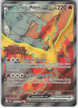 TEAM ROCKET'S MOLTRES EX 208/182 ULTRA RARE DESTINED RIVALS POKEMON NM - Image 1