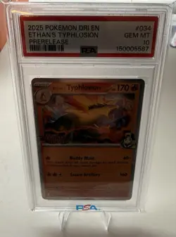 Pokemon Destined Rivals Ethan's Typhlosion Prerelease Holo PSA 10 034/182 - Image 4