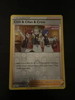 Pokemon TCG Chili & Cilan & Cress 227/264 Reverse Holo Fusion Strike NM-Mint - Image 1