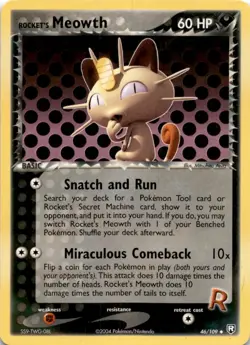 2004 EX Team Rocket Returns Rocket's Meowth Uncommon #46/109 - Image 1