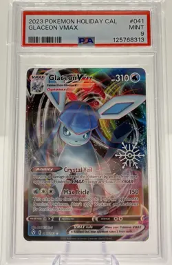 Pokemon EVS 041/203 - Stamped 2023 Holiday Calendar Glaceon VMAX - PSA 9 - Image 1