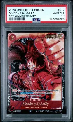 One Piece OP05 Monkey D Luffy 1st Anniversary #012 PSA 10 Gem Mint - Image 1