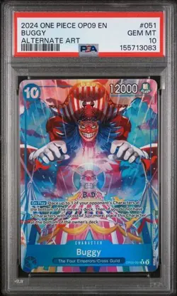 One Piece - Buggy Alt Art OP09-051 Emperors in the New World PSA 10 Gem Mint EN - Image 2