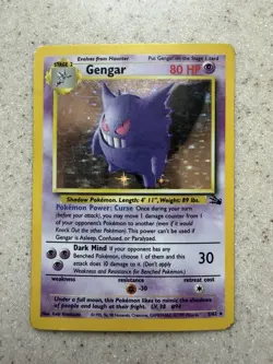Pokemon Gengar Fossil Holo Rare 1999 5/62 Stage 2 80 HP Card - Image 1