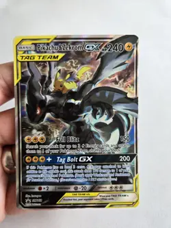 Pokemon Pikachu & Zekrom GX TCG Sun & Moon Team Up SM168 Holo Card - Image 1