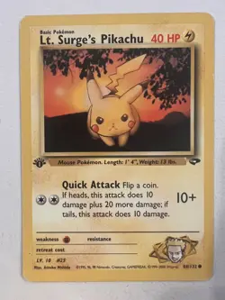 Pokemon Card - Lt. Surge's Pikachu Gym Challenge 1st Edition 84/132 Common LP - Image 1