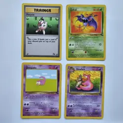 Pokemon WOTC Fossil 4 Card Lot Slowbro 43 Slowpoke 55 Zubat 57 Recycle 61 HP/DMG - Image 1