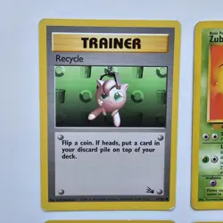 Pokemon WOTC Fossil 4 Card Lot Slowbro 43 Slowpoke 55 Zubat 57 Recycle 61 HP/DMG - Image 2