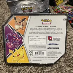 New Sealed Pokemon TCG: V Powers Tin Eevee V With 5 Booster Packs. - Image 2