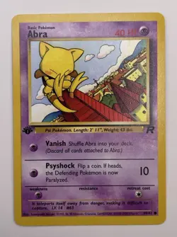 💥 1st Edition Abra Non Holo Foil WOTC Pokemon Card 49/82 Rocket Set 1999 - Image 1