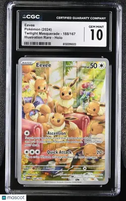 2024 Pokemon Twilight Masquerade Eevee Holo Illustration RareeCGC 10 188/167 - Image 1