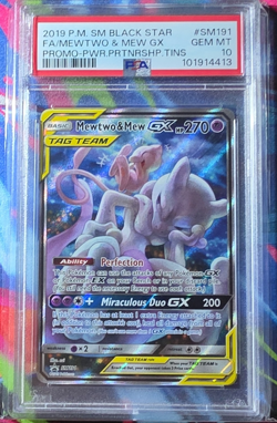 Pokemon TCG SM Black Star Promo Mewtwo & Mew GX SM191 Holo EN PSA 10 - Image 1